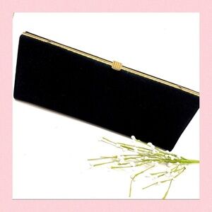 🔥 1950’s NICHOLAS REICH Vintage Kelly Evening Bag Suede Black Original Mirror